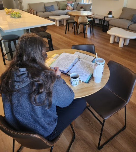 Teen works on homework