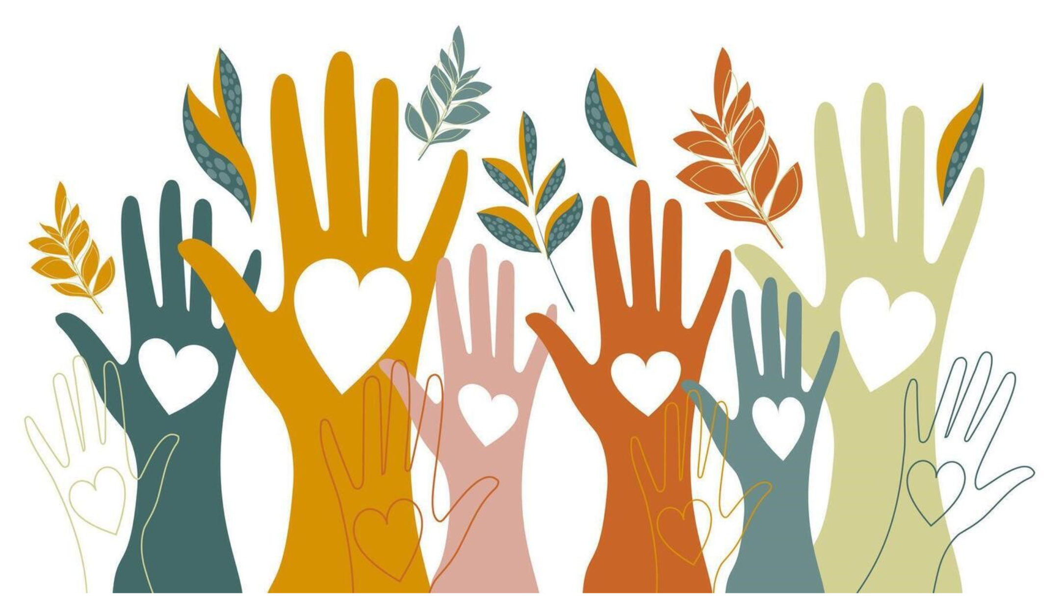 volunteer hands raised