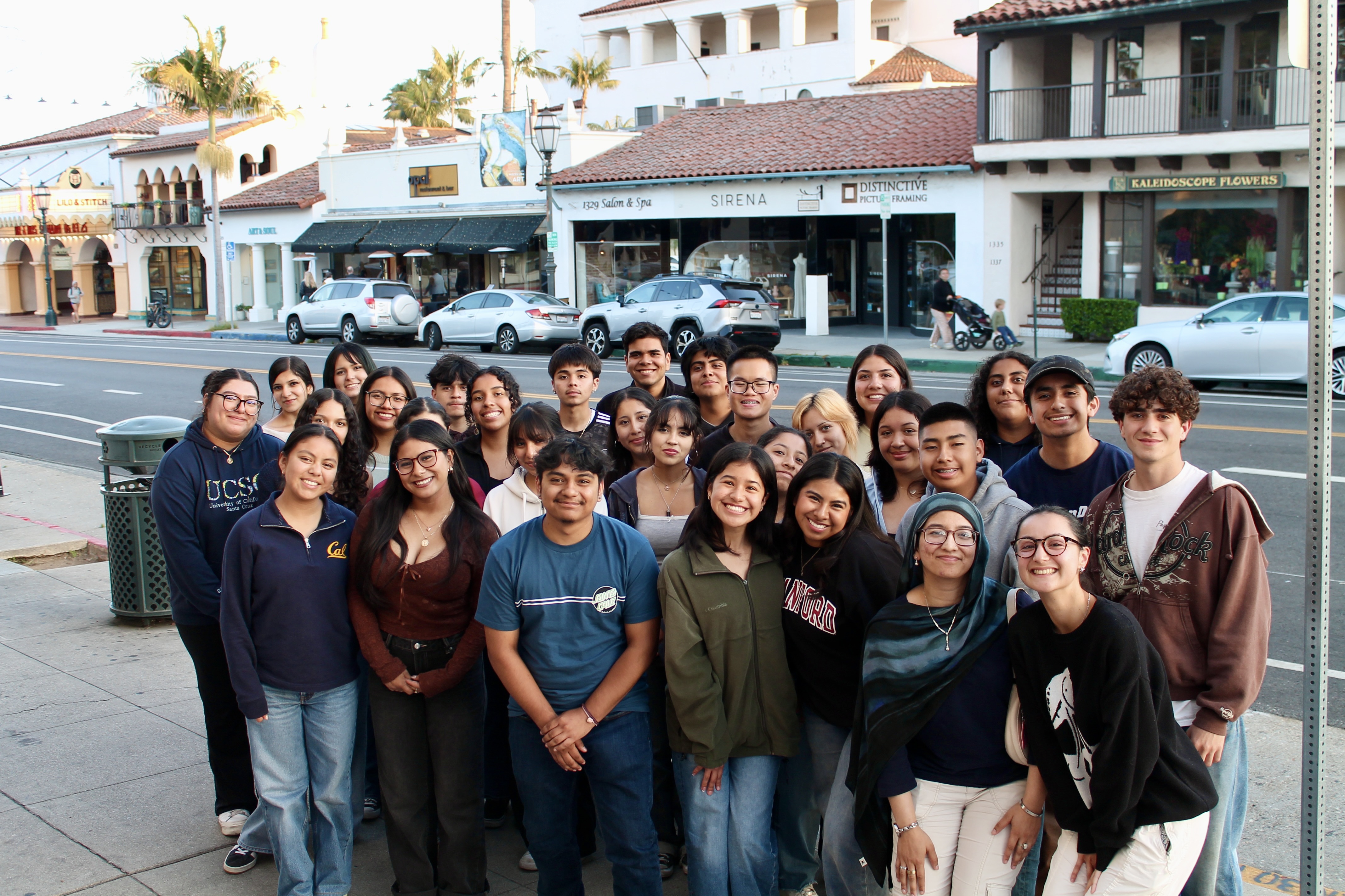 group of college-bound students smiling