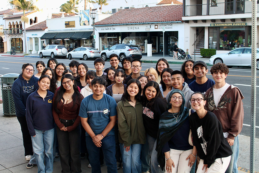 group of college-bound students smiling