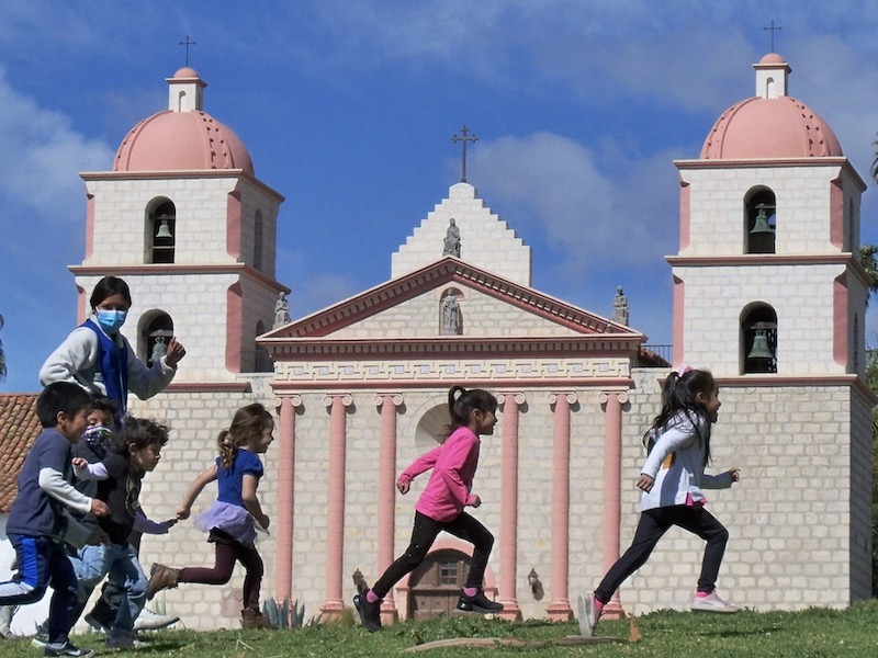 Children take a field trip to the Santa Barbara Mission