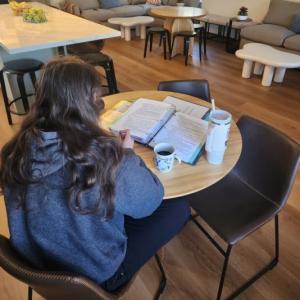 Teen works on homework