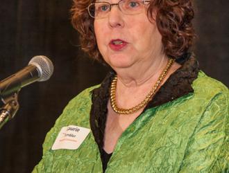 Research Co-Chair, Laurie Tumbler, introducing the Grantees