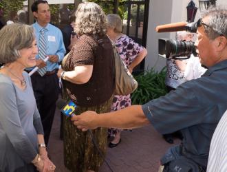 Founder Carol Palladini being interviewed by KEYTV