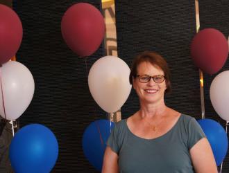 Operations Chair Linda Burrows getting ready