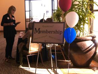 Membership team checking wifi