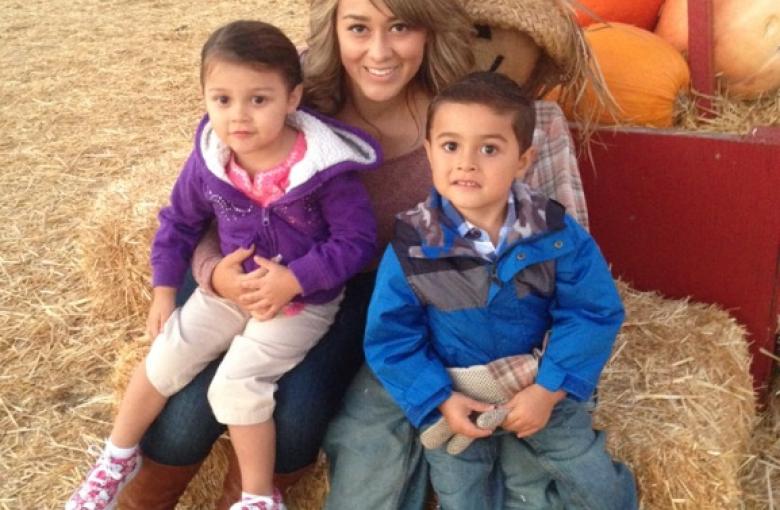 Single mom with her children